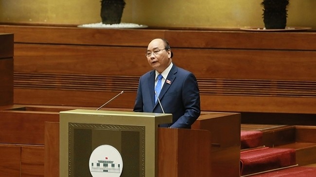 Le PM vietnamien Nguyên Xuân Phuc s’adresse à la séance de questions/réponses de la 6e session de l’AN, le 1er novembre à Hanoi. Photo: NDEL.