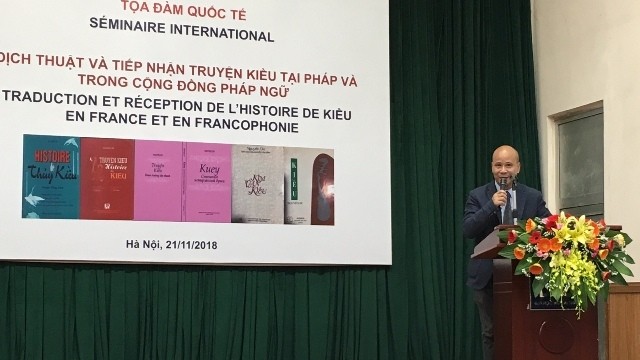 Ngô Tu Lâp, directeur de l’IFI prend un discours pour l’ouverture du séminaire. Photo : Tùng Chi/NDEL