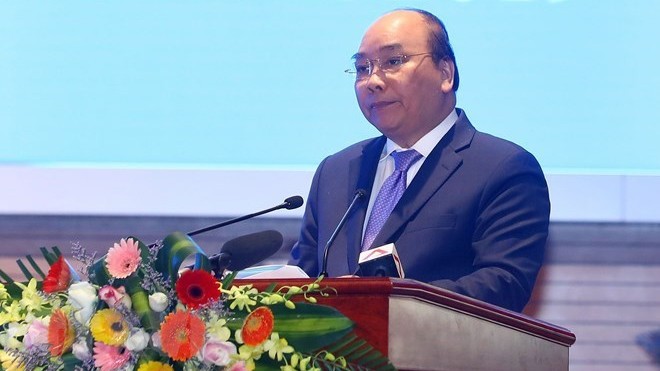 Le Premier ministre Nguyên Xuân Phuc prend la parole lors de la cérémonie. Photo : VNA