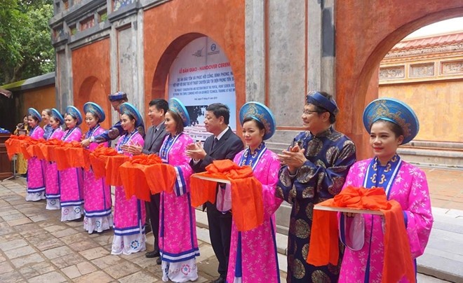 Cérémonie d'inauguration du projet de conservation des vestiges de l’ancienne cité impériale de Huê. Photo: Thanhnien.