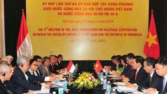 Lors de la 3e session du Comité de Coopération Vietnam - Indonésie, le 17 avril en 2018. Photo : VNA.