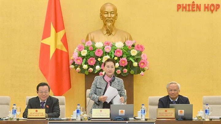 La Présidente de l’AN Nguyên Thi Kim Ngân prend la parole lors de l'ouverture de la 30e session du Comité permanent. Photo : QH