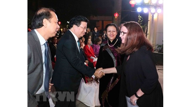 Le vice-Premier ministre Trinh Dinh Dung rencontre  les représentants du corps diplomatique étranger. Photo : VNA
