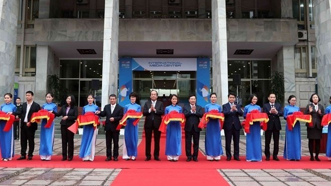 Cérémonie d'ouverture du Centre international de presse destiné au 2e sommet RPDC - États-Unis prévu les 27 et 28 février à Hanoi. Photo : VNA
