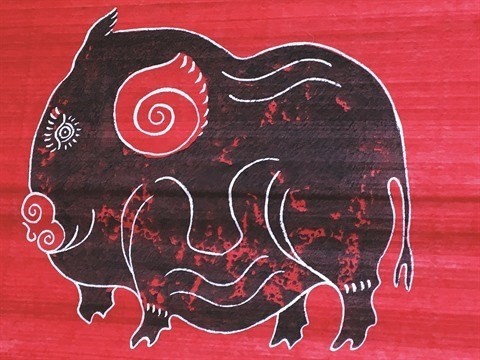 L’image du cochon sur une estampe populaire de Kim Hoàng. Photo : VNA.