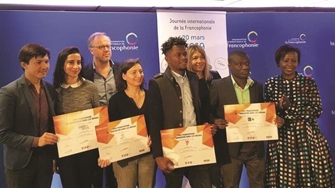 Les lauréats du Prix francophone de l’innovation dans les médias. Photo : OIF/CVN.