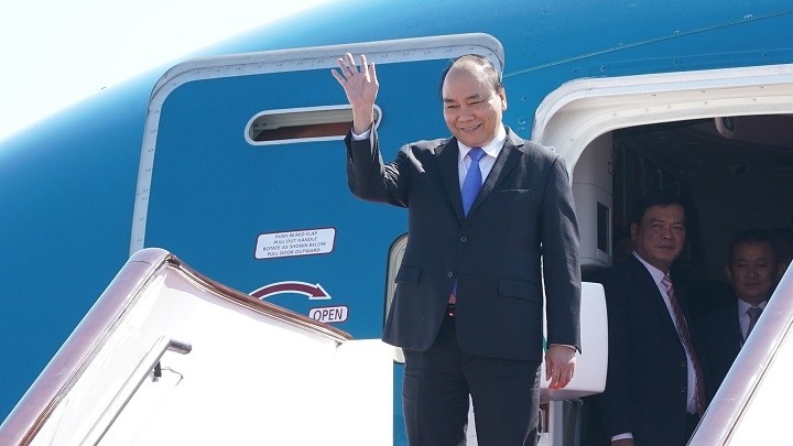 Le PM vietnamien Nguyên Xuân Phuc arrive à l’aéroport international de Pékin. Photo : VGP.