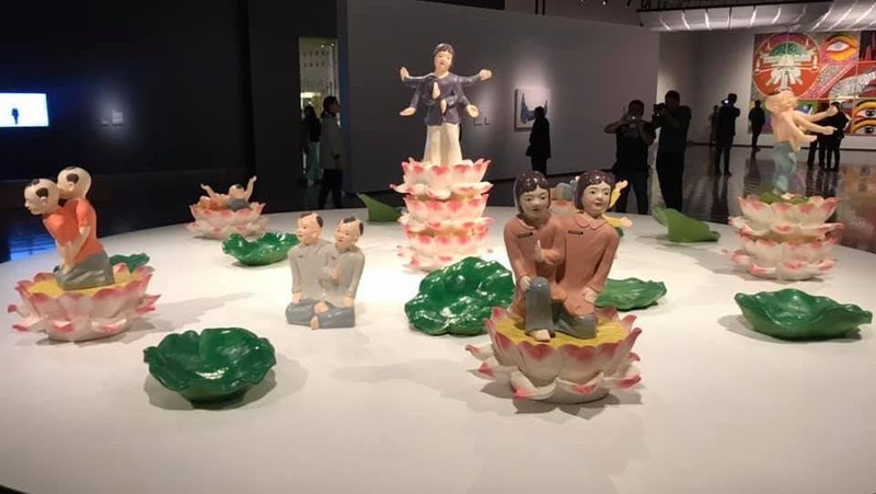 « Terre de lotus », une œuvre de Ly Hoàng Ly présent à l’exposition. Photo : Ambassade du Vietnam au Chili.