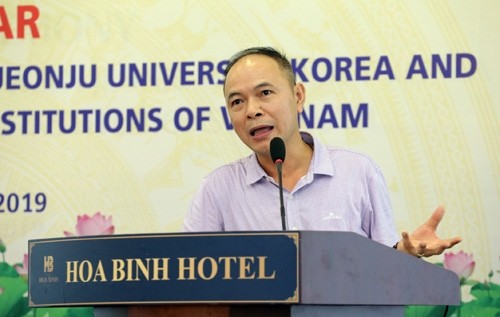 Dô Van Giang, représentant du Département général de la formation professionnelle, prend la parole. Photo: baodansinh.vn