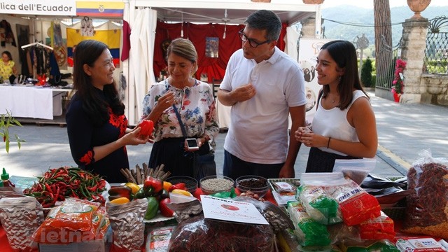 Le stand vietnamien attire l’attention des amis étrangers. Photo : VNA.