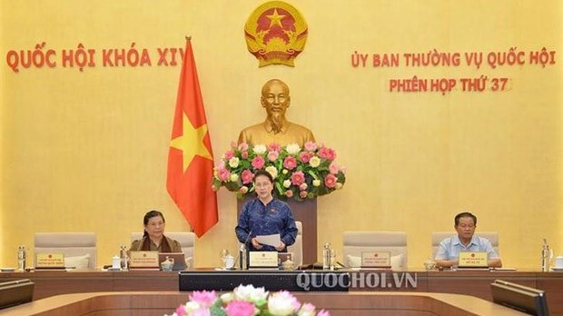 La Présidente de l’Assemblée nationale Nguyên Thi Kim Ngân, s’exprime lors de la 37e session du Comité permanent de l’Assemblée nationale. Photo : quochoi.vn