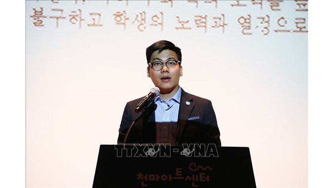 Nguyên Thiên Quang, président de l'Association des etudiants vietnamiens en R. de Corée. Photo : VNA