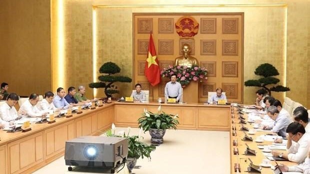 Le Vice-Premier ministre et ministre des Affaires étrangères Pham Binh Minh s’exprime lors de la réunion. Photo : VNA.