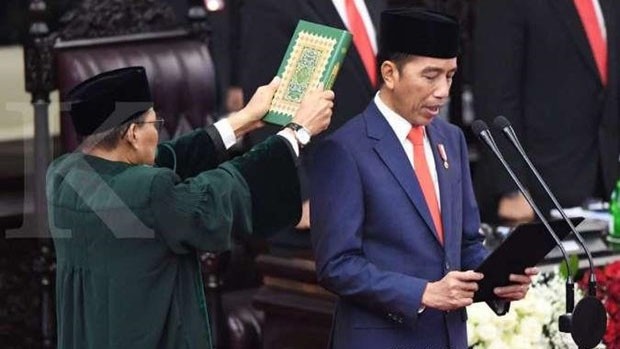 Le président Joko Widodo prête serment pour un second mandat de cinq ans. Photo : Antara.