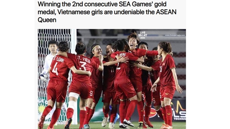 L’article du journal Live Sport Asia sur la victoire 1-0 de l’équipe féminine vietnamienne face à celle thaïlandaise. Photo : dantri.vn. 