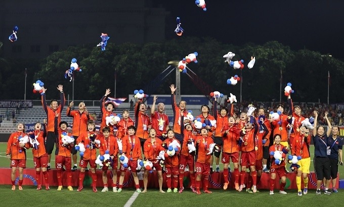 L’équipe de football féminine vietnamienne s’est qualifiée pour la finale du football féminin des SEA Games 30. Photo : NDEL.