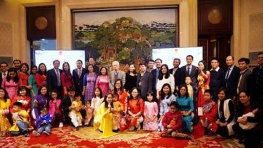 Les Vietnamiens à Pékin lors du un programme pour célébrer le Nouvel An traditionnel du Rat 2020. Photo : NDEL