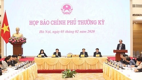 Conférence de presse périodique de janvier du Gouvernement, le 5 février à Hanoi. Photo : baodautu.vn.