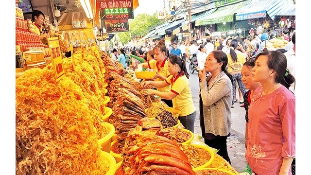 Un espace du marché "mam" de Châu Dôc. Photo : NDEL.