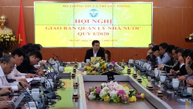La réunion pour le premier trimestre du Ministère de l'Information et des Communications, le 2 mars à Hanoi. Photo : Baodautu.vn.