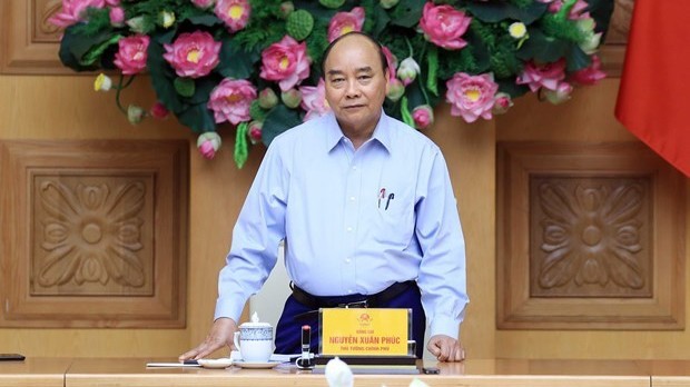 Le Premier ministre Nguyen Xuan Phuc lors de la réunion de la permanence du gouvernement, le 22 mai à Hanoi. Photo : VNA