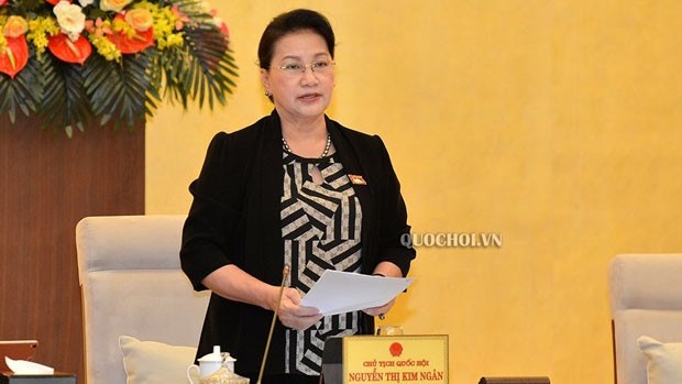La Présidente de l’Assemblée nationale, Nguyên Thi Kim Ngân, lors de la réunion. Photo : quochoi.vn