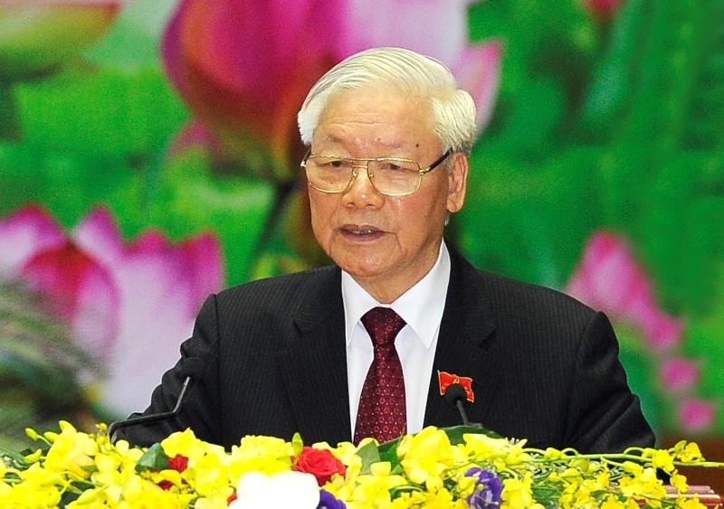Le Secrétaire général du Parti et Président de la République Nguyên Phu Trong s’adresse à la la 11e conférence des délégués du Comité du Parti de l’Armée pour le mandat 2020-2025, le 28 septembre. Photo : NDEL.