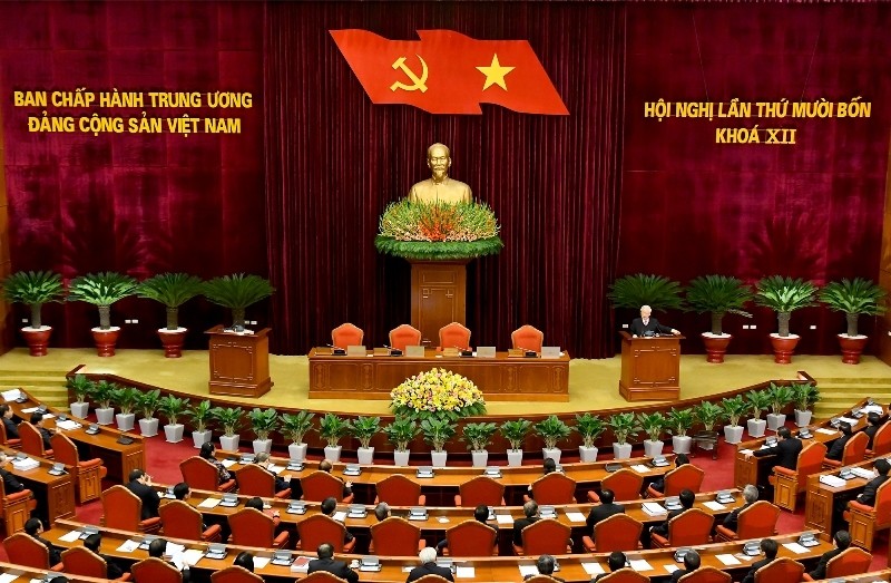 Vue générale du 14e plénum du Comité central du Parti communiste du Vietnam. Photo : NDEL.