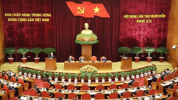 Vue du 14e Plénum du Comité central du Parti du 12e mandat à Hanoi, le 14 décembre. Photo : VNA.