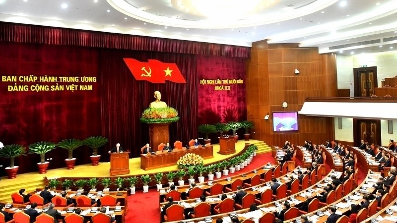 Le 14e plénum du Comité central du Parti, le 14 décembre à Hanoï. Photo : NDEL.