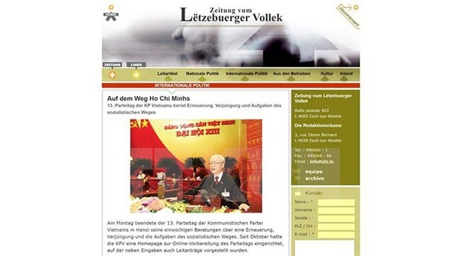 L'article de l'historien allemand Gerhard Feldbauer publié sur le quotidien Lëtzebuerger Vollek. Photo : VNA. 