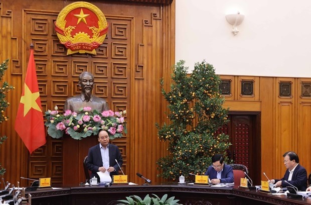 Le Premier ministre Nguyên Xuân Phuc prend la parole. Photo : VNA.