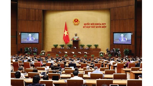 La séance plénière de la 11e session de la XIVe Assemblée nationale, le 30 mars à Hanoï. Photo : VNA.