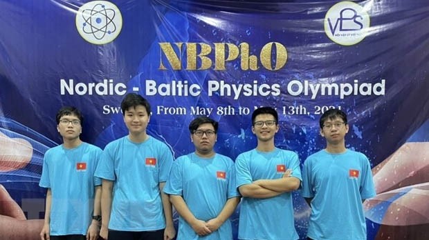 L'équipe vietnamienne participant aux Olympiades  nordiques-baltiques de physique. Photo : VNA.