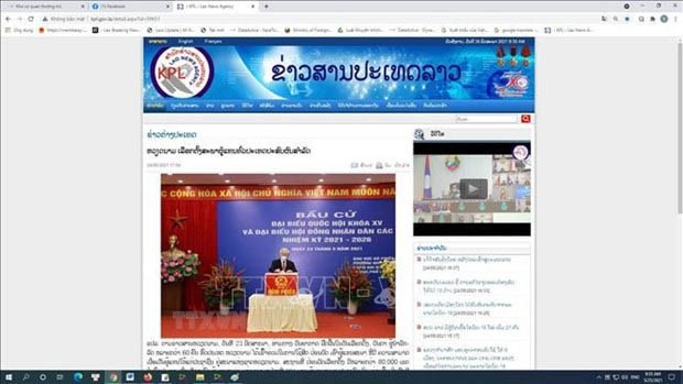 Le site web de l’Agence de presse lao publie un article sur les élections générales du Vietnam. Photo : VNA.