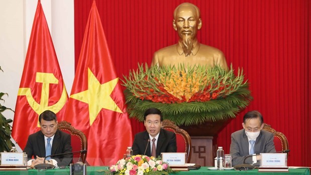 Vo Van Thuong, Permanencier du Secrétairiat du Comité central du Parti communiste du Vietnam, à une table ronde virtuelle des Partis politiques Russie - ASEAN.  Photo : VNA.
