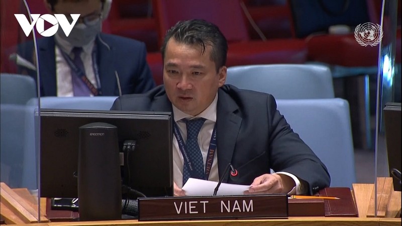L'ambassadeur vietnamien, Pham Hai Anh, à la réunion du Conseil de Sécurité de l'ONU sur la sécurité en République démocratique du Congo. Photo : VOV.