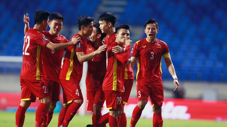 Des membres de l’équipe nationale vietnamienne de football. Photo : PCV.