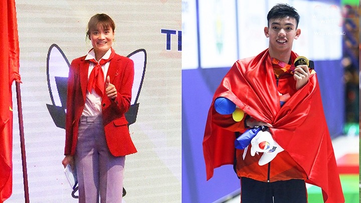 Quách Thi Lan et Nguyên Huy Hoàng ont été nommés porte-drapeau de la délégation vietnamienne pour les Jeux olympiques à Tokyo. Photo : HNM.