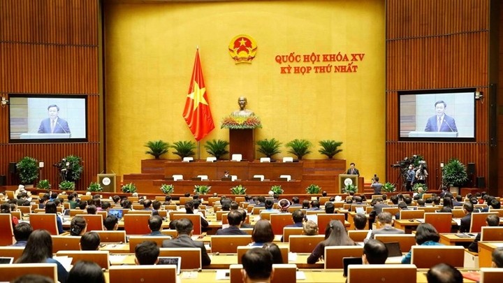 Séance d'ouverture de la première session de l’AN vietnamienne (XVe législature). Photo : NDEL.