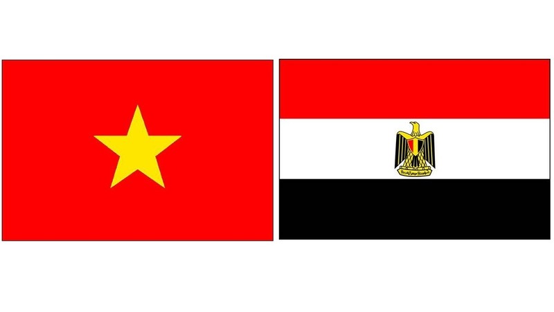 Drapeaux du Vietnam et d'Egypte. Photo : NDEL.