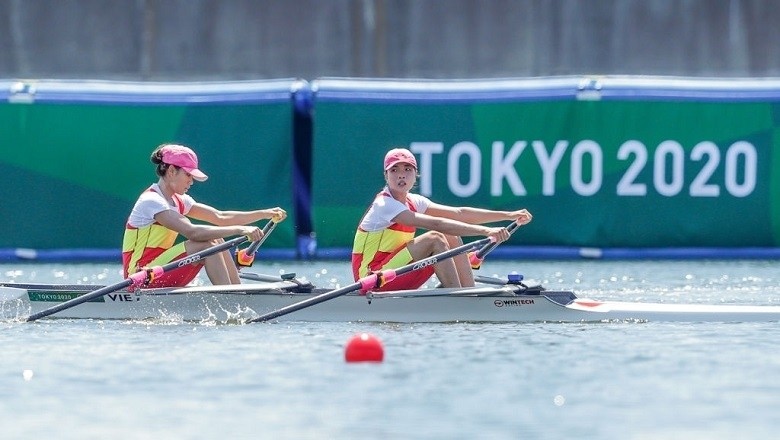 Luong Thi Thao et Dinh Thi Hao se sont classées 15e au classement général en double poids léger féminin de rowing aux Jeux olympiques de Tokyo 2020. Photo : Getty Images.