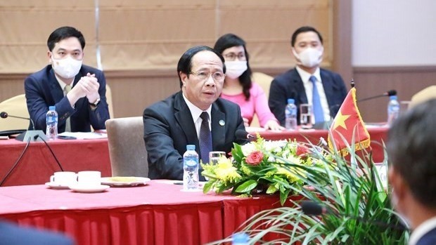 Le Vice-Premier ministre vietnamien, Lê Van Thành, lors de l'entretien. Photo : VGP.