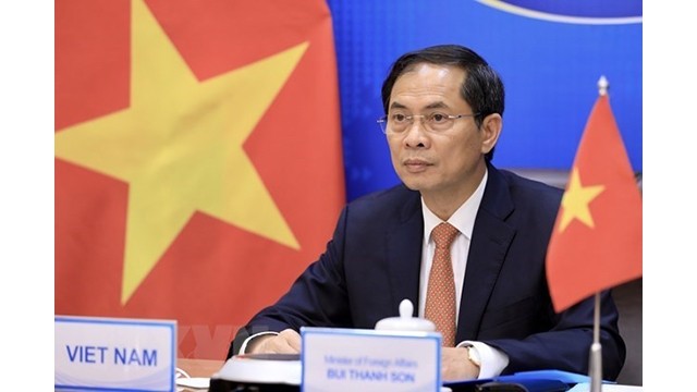 Le ministre des Affaires étrangères, Bùi Thanh Son, chef du groupe de travail gouvernemental sur la diplomatie vaccinale. Photo : VNA.