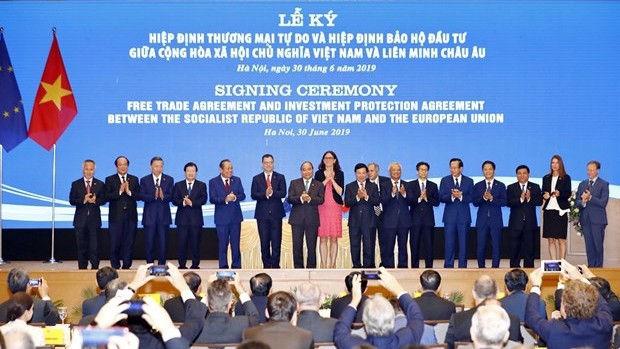 Cérémonie de signature de l'Accord de libre-échange Vietnam - Union européenne (EVFTA). Photo : VNA.
