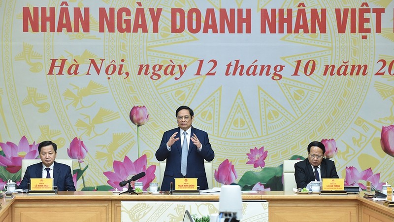 Le Premier ministre Pham Minh Chinh prend la parole. Tran Hai/NDEL