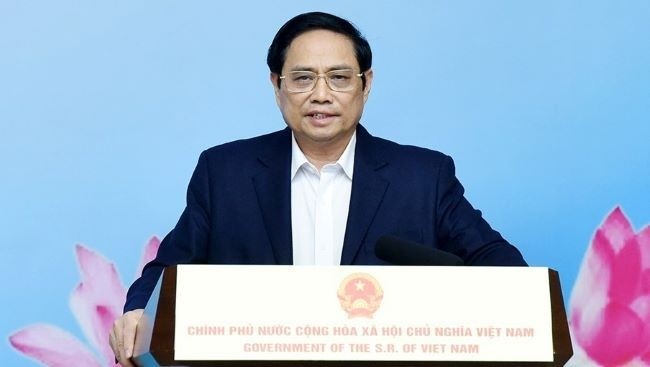 Le Premier ministre Pham Minh Chinh prend la parole. Photo : Tran Hai/NDEL.