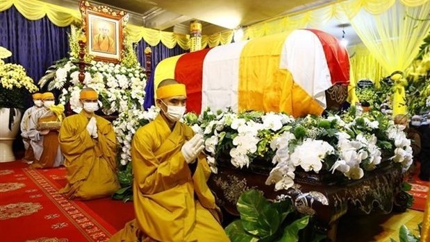 Cérémonie funéraire du vénérable Thich Phô Tuê. Photo : VNA.