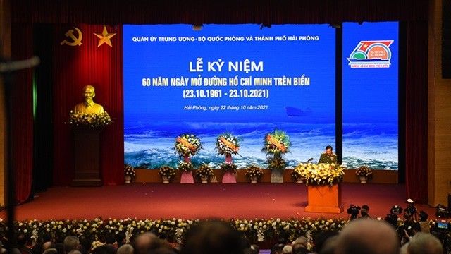 Cérémonie marquant le 60e anniversaire de l'ouverture de la route maritime secrète, le 22 octobre à Hanoi. Photo : VOV.