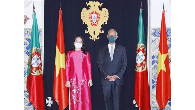 La Vice-Présidente vietnamienne, Vo Thi Anh Xuân, et le Président portugais, Marcelo Rebelo De SousaPhoto : VNA.